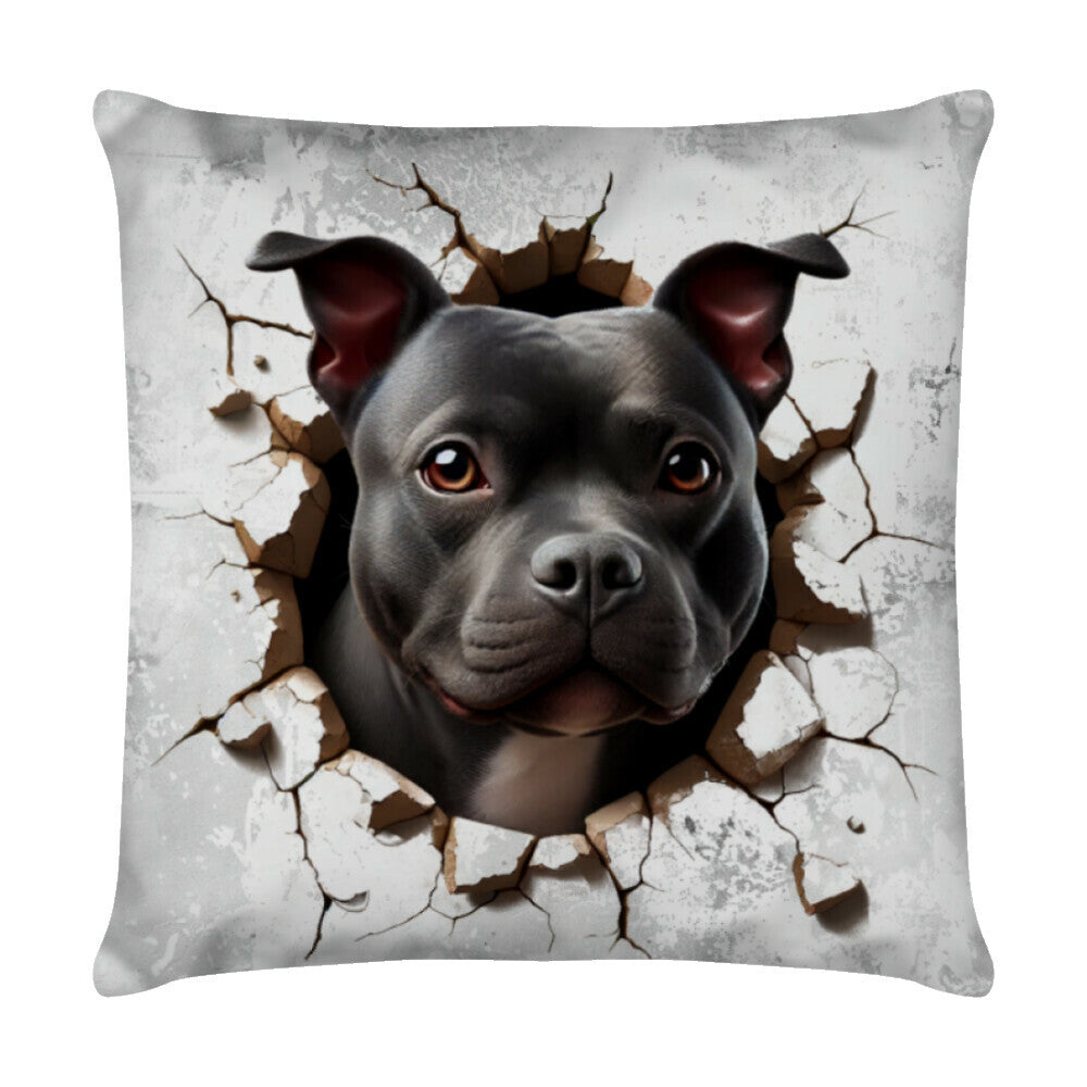 Kissen "Pocket Bully - Look II" Weiß – hunde-shirt.de