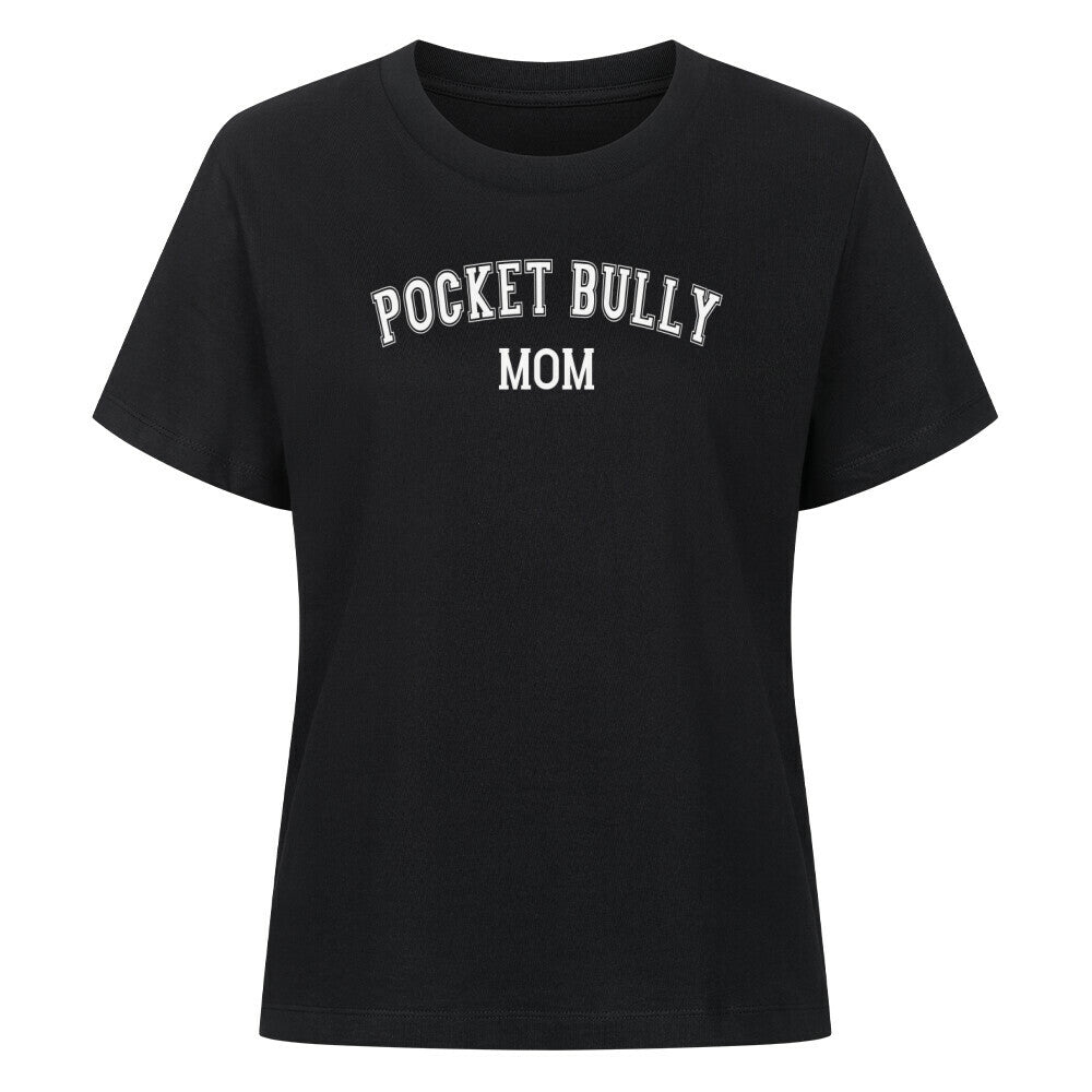 Premium Damen-Shirt "Pocket Bully - MOM" Schwarz – hunde-shirt.de
