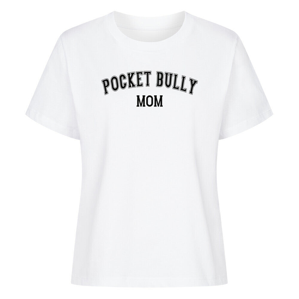 Premium Damen-Shirt "Pocket Bully - MOM" Weiß – hunde-shirt.de