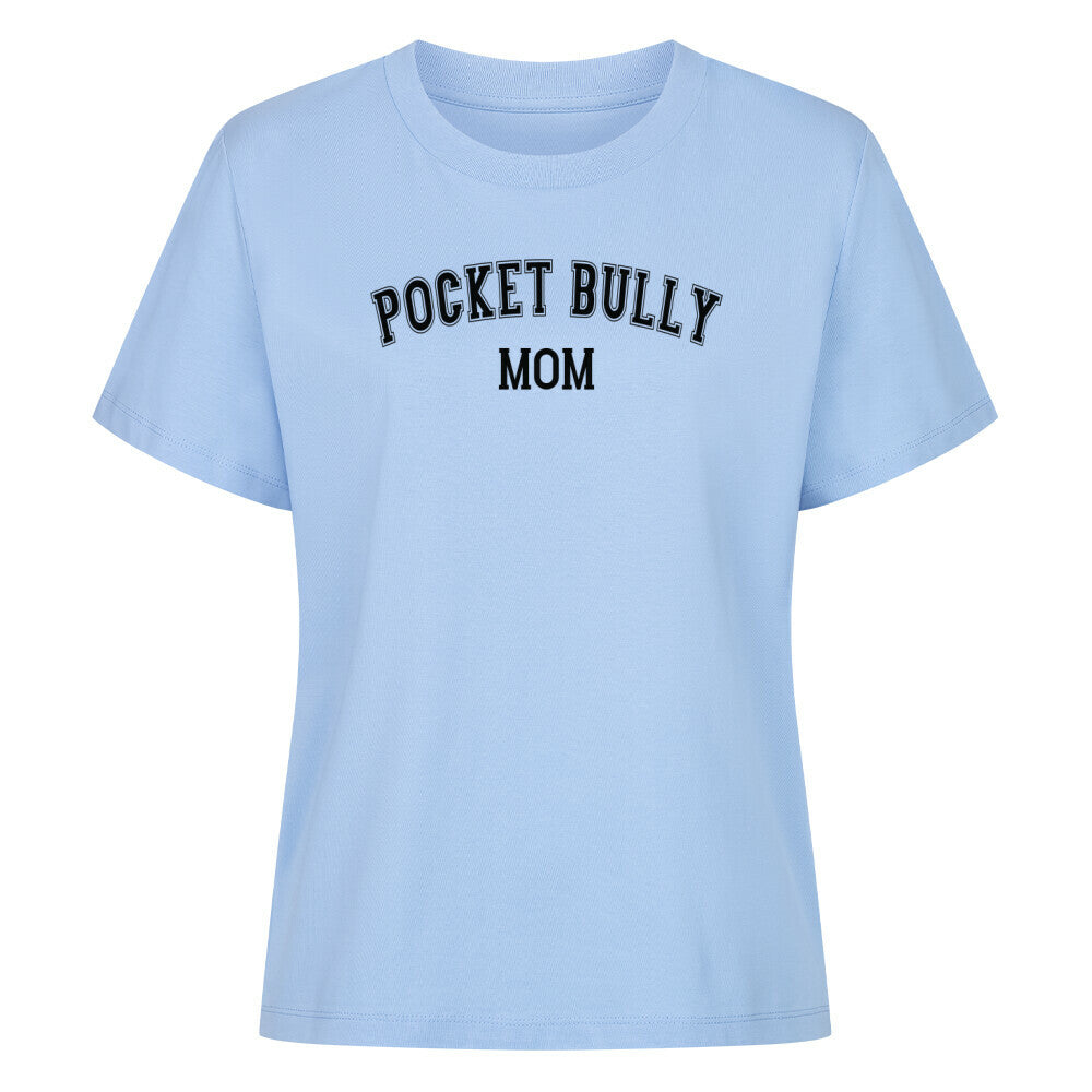 Premium Damen-Shirt "Pocket Bully - MOM" Sky Blue – hunde-shirt.de