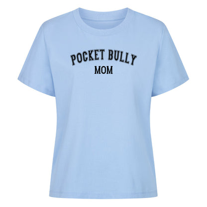 Premium Damen-Shirt "Pocket Bully - MOM" Sky Blue – hunde-shirt.de