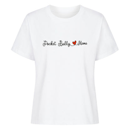 Premium Damen-Shirt "Pocket Bully - Mama" Weiß – hunde-shirt.de