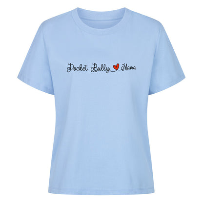 Premium Damen-Shirt "Pocket Bully - Mama" Sky Blue – hunde-shirt.de