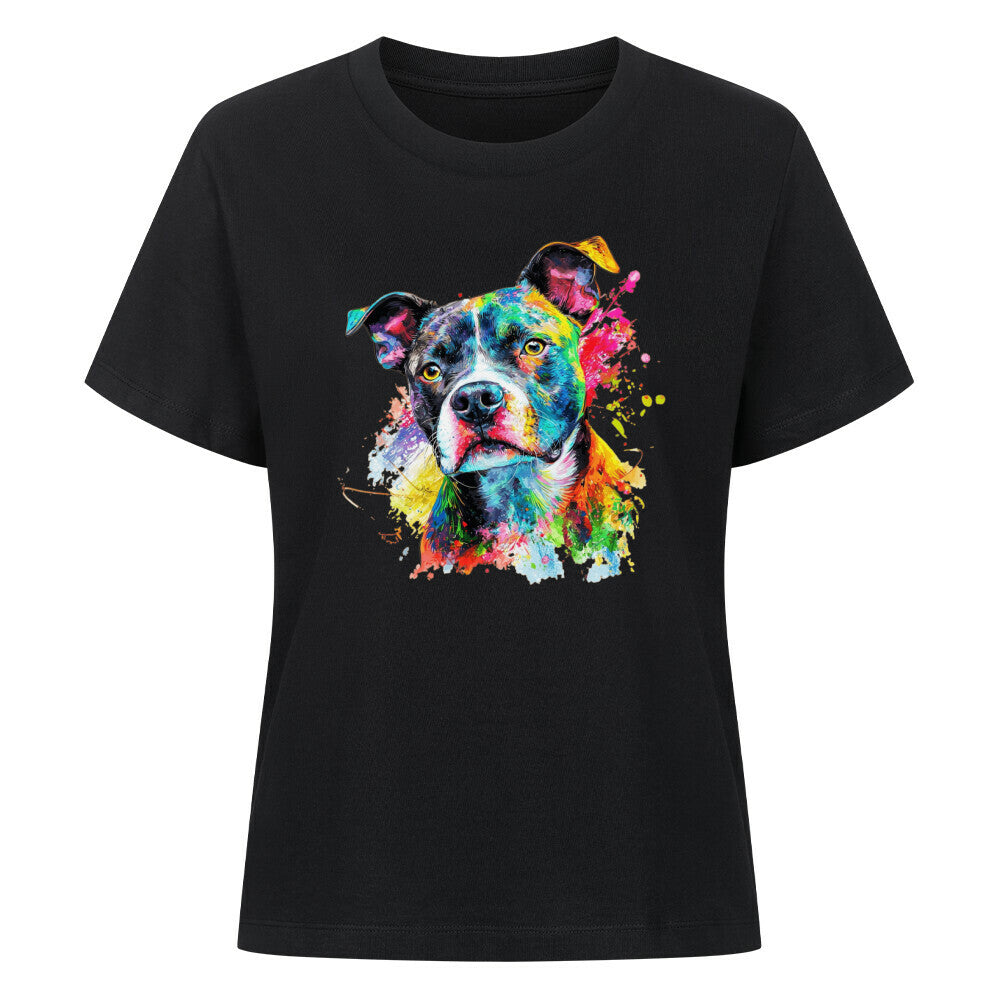 Premium Damen-Shirt "Pocket Bully - Paint" Schwarz – hunde-shirt.de