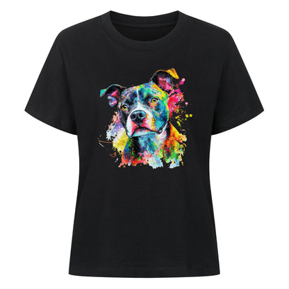 Premium Damen-Shirt "Pocket Bully - Paint" Schwarz – hunde-shirt.de