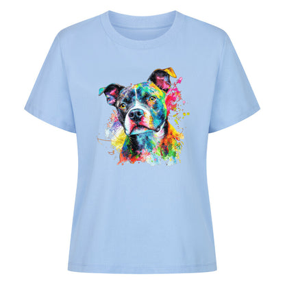 Premium Damen-Shirt "Pocket Bully - Paint" Sky Blue – hunde-shirt.de
