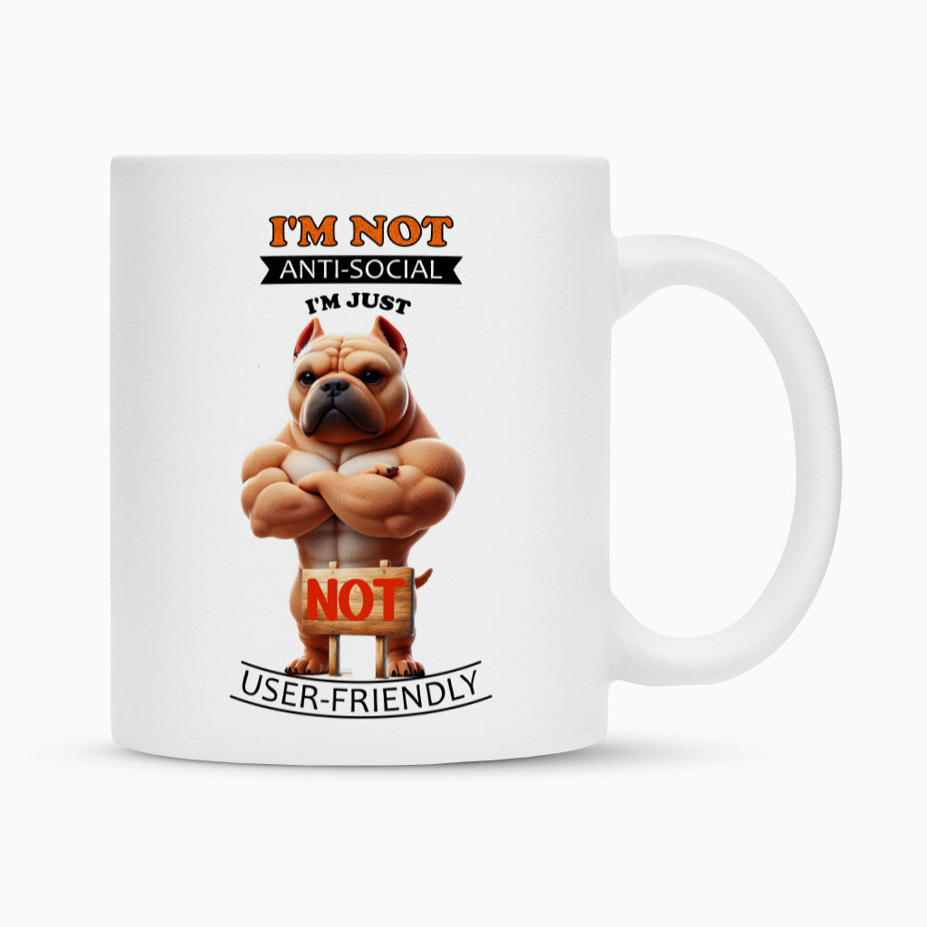 Tasse "Pocket Bully - Anti-Social" Weiß – hunde-shirt.de