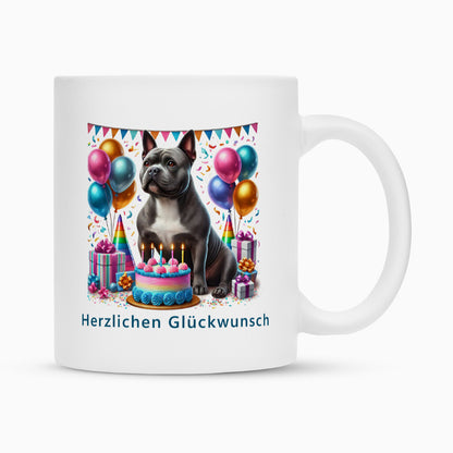 Tasse "Pocket Bully - Glückwunsch" Weiß – hunde-shirt.de