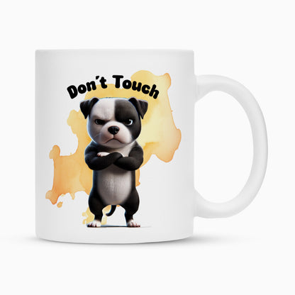 Tasse "Pocket Bully - Don´t touch II" Weiß – hunde-shirt.de
