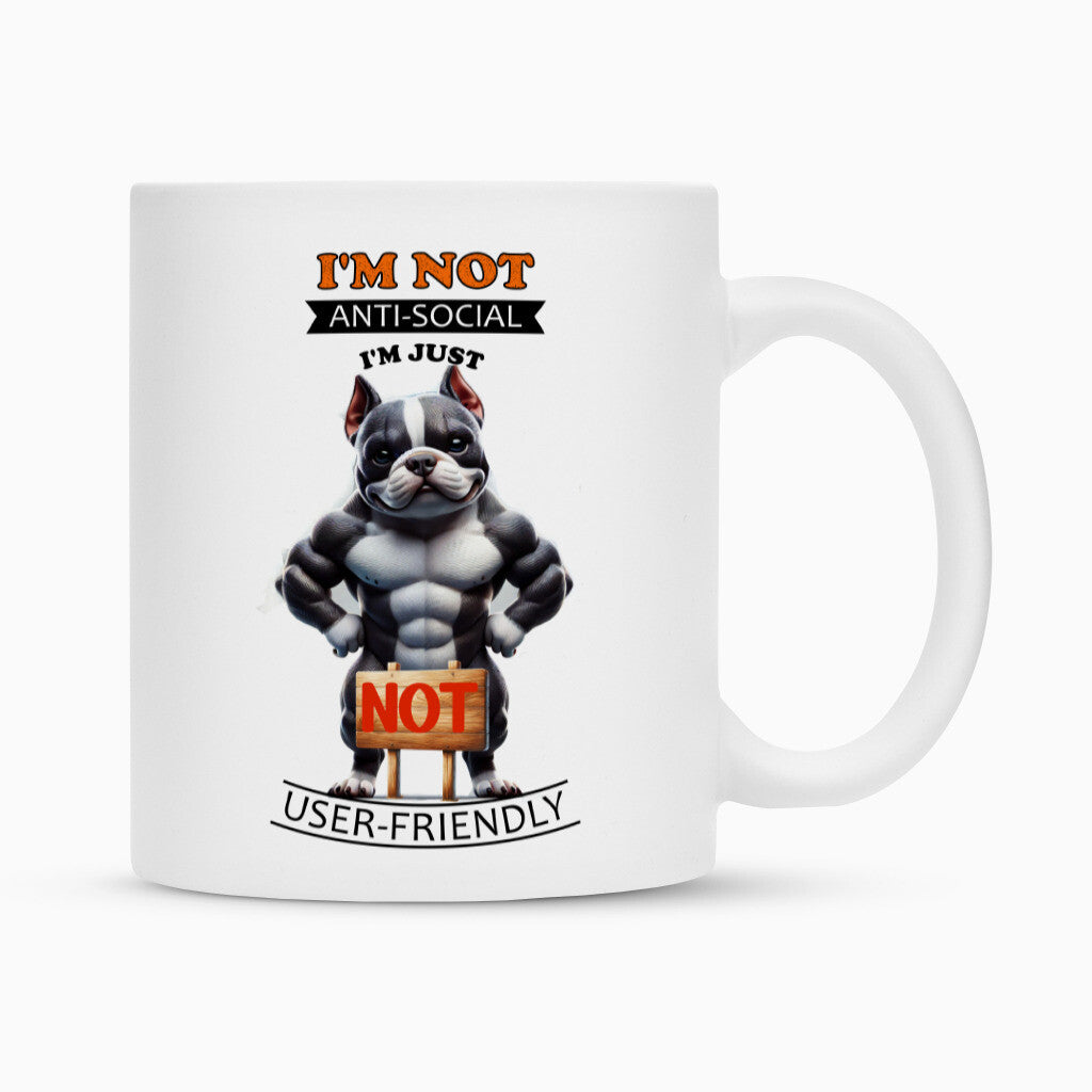 Tasse "Pocket Bully - Anti-Social II" Weiß – hunde-shirt.de