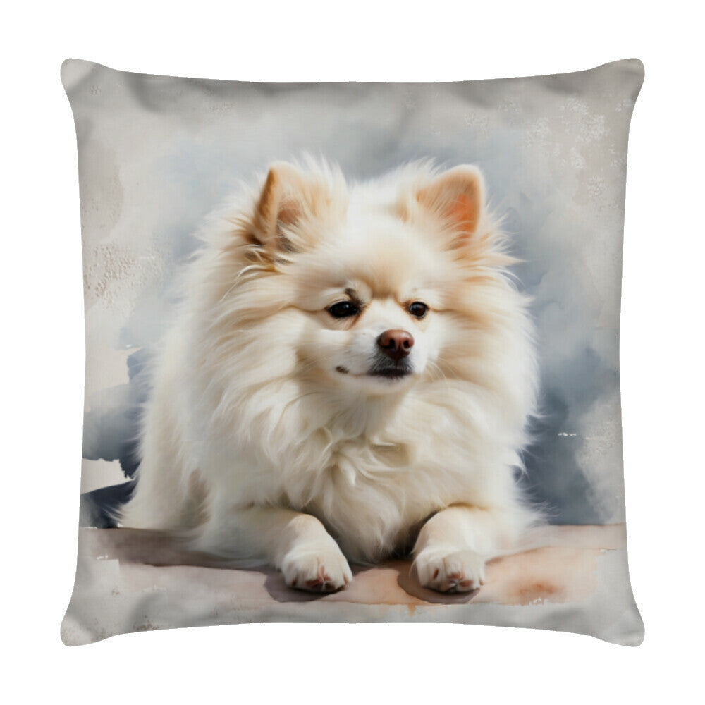 Kissen "Pomeranian - Relax" Weiß – hunde-shirt.de