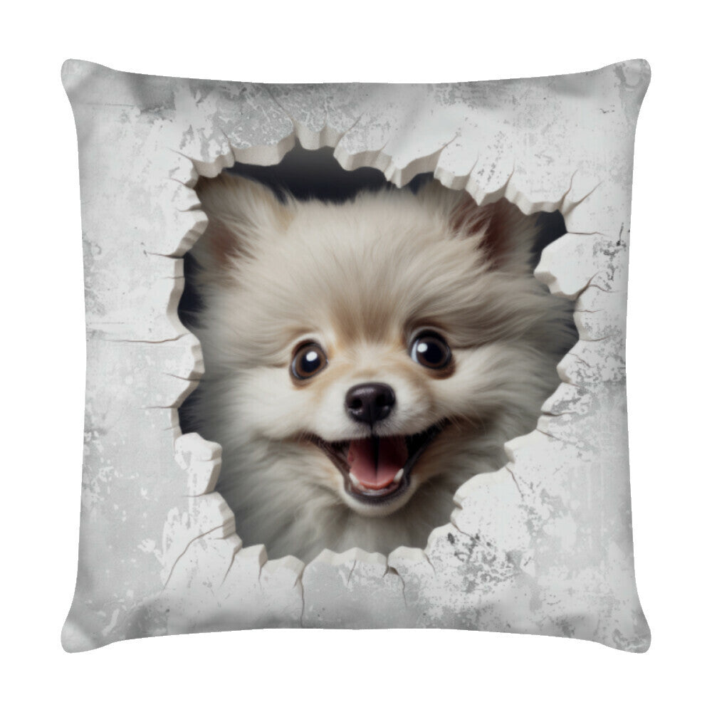 Kissen "Pomeranian - Look" Weiß – hunde-shirt.de