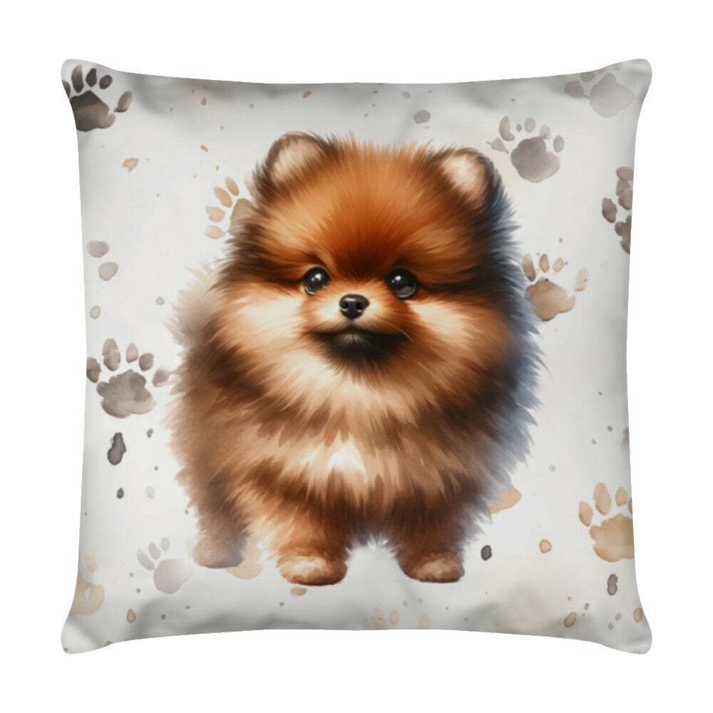 Kissen "Pomeranian - Puppy Paws" Weiß – hunde-shirt.de