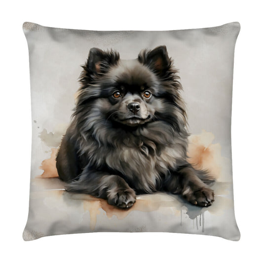 Kissen "Pomeranian schwarz - Relax" Weiß – hunde-shirt.de