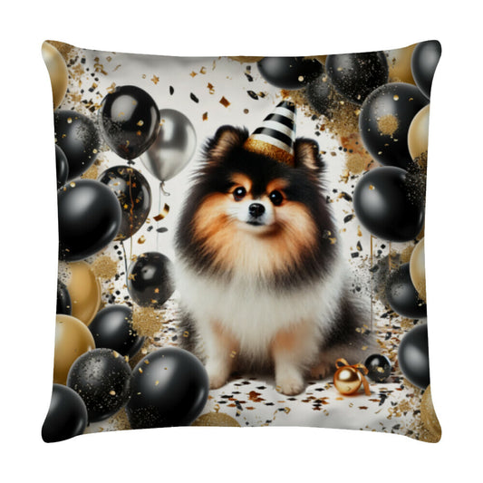Kissen "Pomeranian tri - Geburtstag" Weiß – hunde-shirt.de