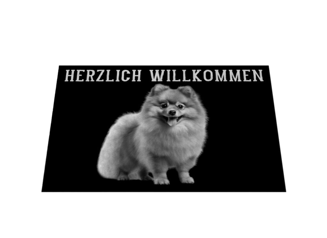 Fußmatte "Pomeranian - HERZLICH WILLKOMMEN" – hunde-shirt.de