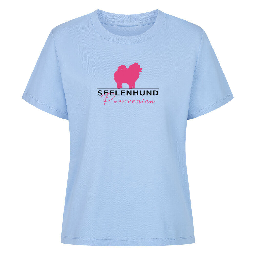 Premium Damen-Shirt "Pomeranian - Seelenhund" Sky Blue – hunde-shirt.de
