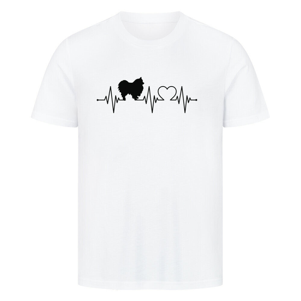 Premium T-Shirt "Pomeranian - Heartbeat" Weiß – hunde-shirt.de