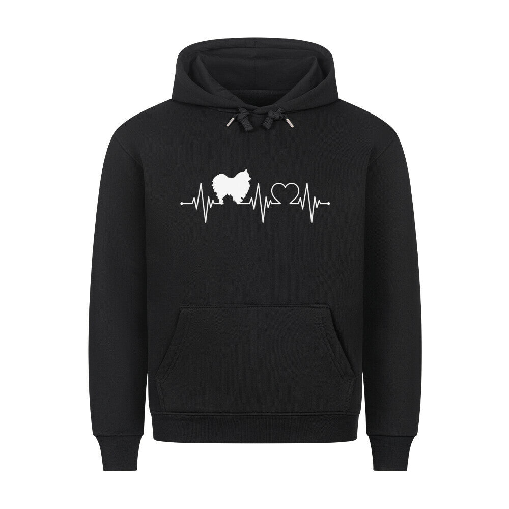 Premium Hoodie "Pomeranian - Heartbeat" Schwarz – hunde-shirt.de