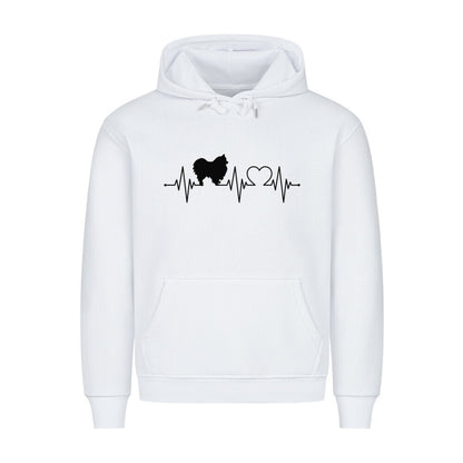 Premium Hoodie "Pomeranian - Heartbeat" Weiß – hunde-shirt.de
