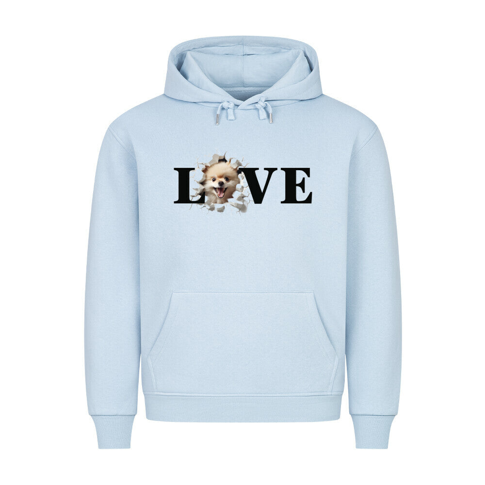 Premium Hoodie "Pomeranian - LOVE" Babyblau – hunde-shirt.de