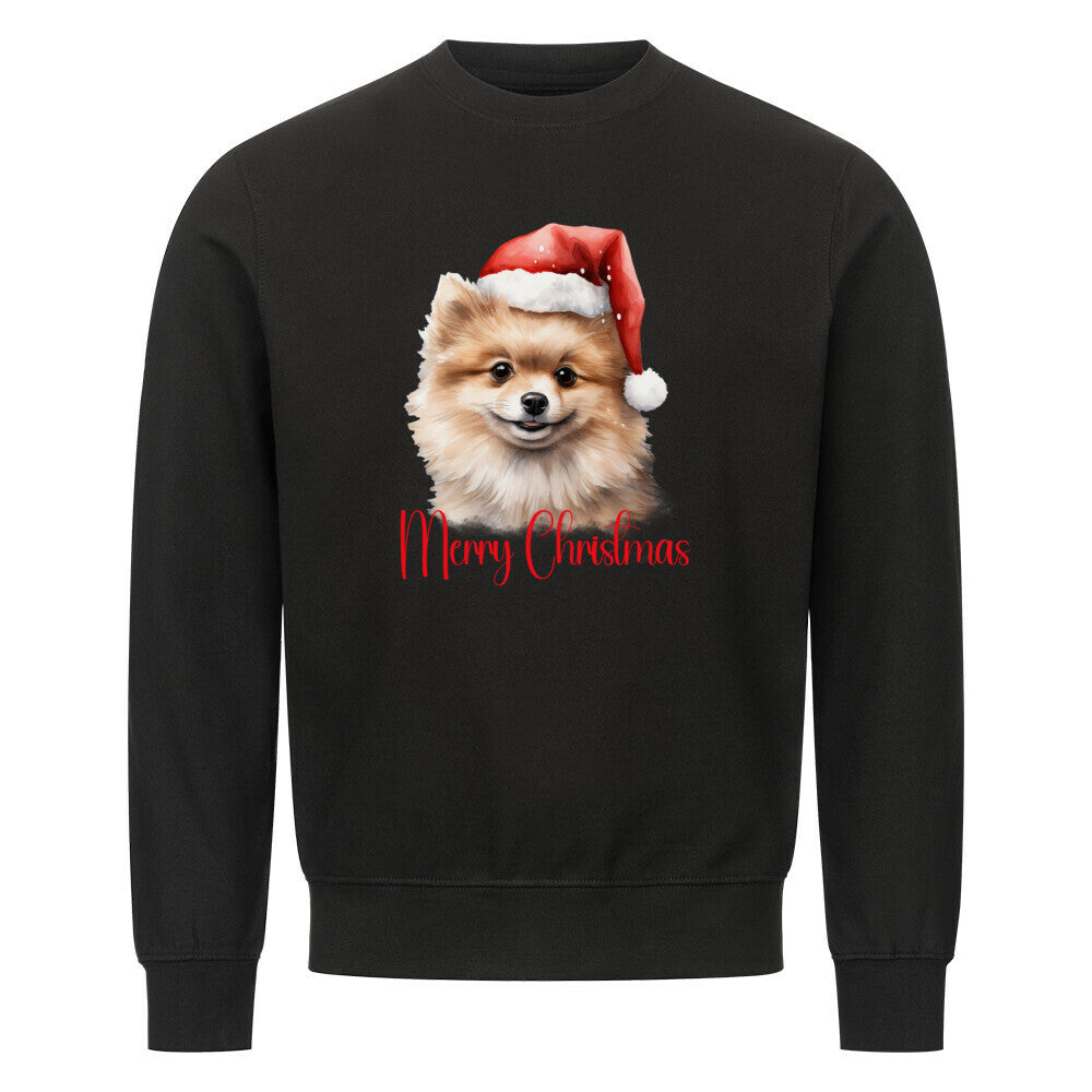 Premium Sweatshirt "Pomeranian - Merry Christmas" Schwarz – hunde-shirt.de