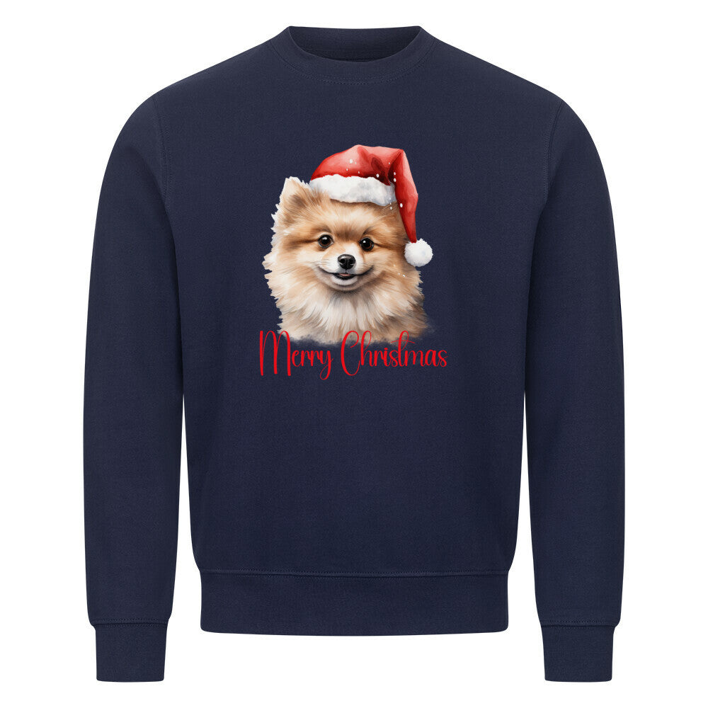 Premium Sweatshirt "Pomeranian - Merry Christmas" Navy Blue – hunde-shirt.de