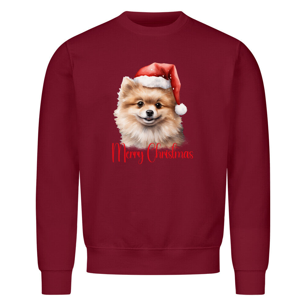 Premium Sweatshirt "Pomeranian - Merry Christmas" Burgunder – hunde-shirt.de
