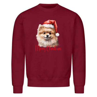 Premium Sweatshirt "Pomeranian - Merry Christmas" Burgunder – hunde-shirt.de