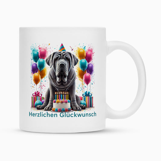 Tasse "Mastino - Glückwunsch II" Weiß – hunde-shirt.de
