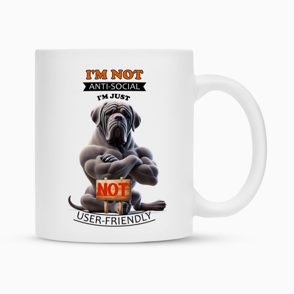 Tasse "Mastino - Anti-Social" Weiß – hunde-shirt.de