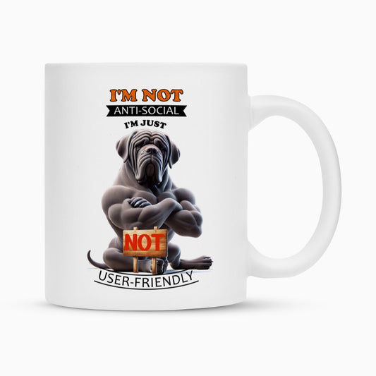 Tasse "Mastino - Anti-Social" Weiß – hunde-shirt.de