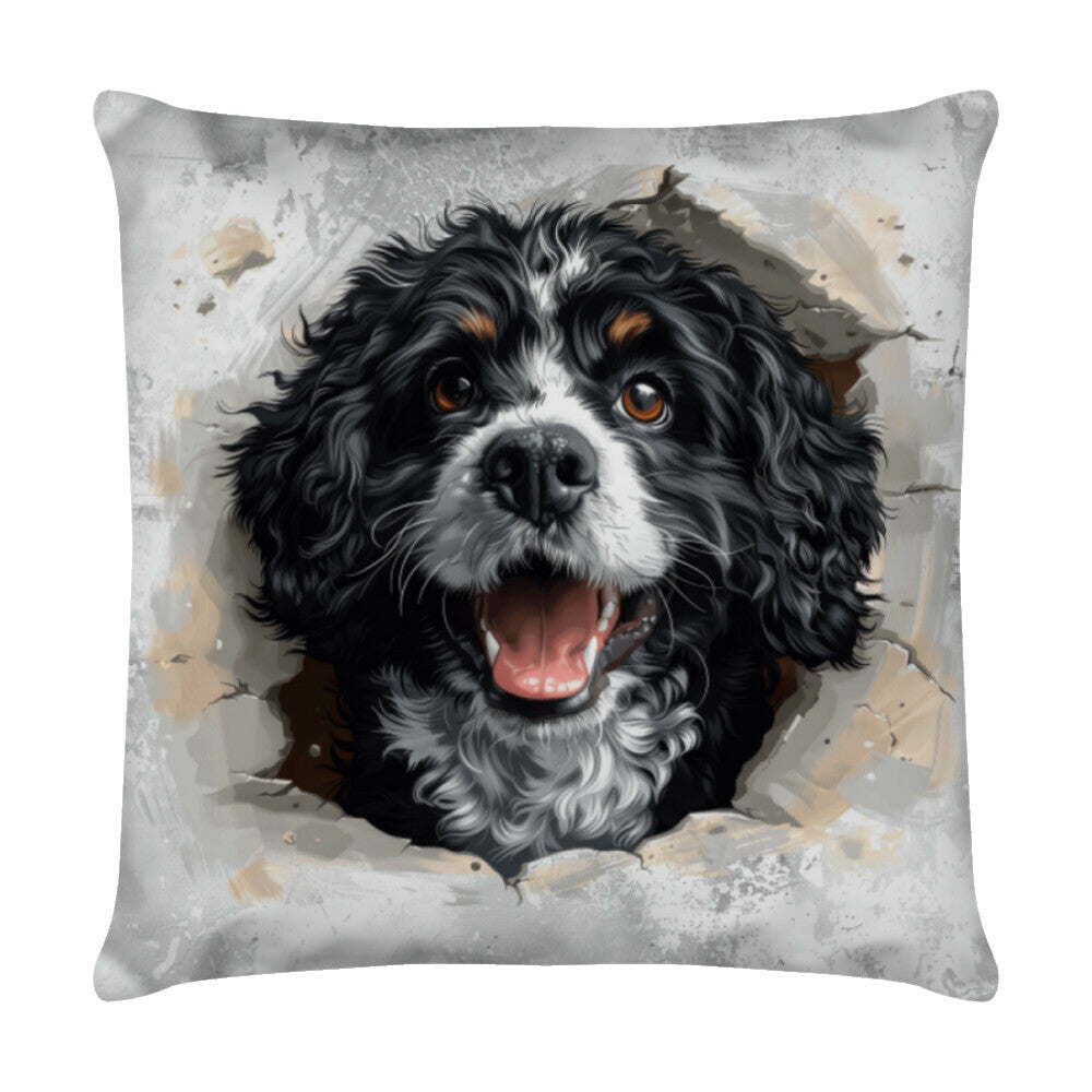 Kissen "Portugiesischer Wasserhund - Look" Weiß – hunde-shirt.de