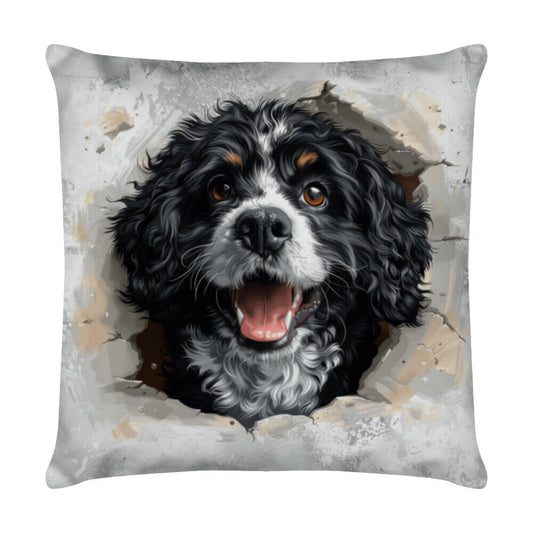 Kissen "Portugiesischer Wasserhund - Look" Weiß – hunde-shirt.de