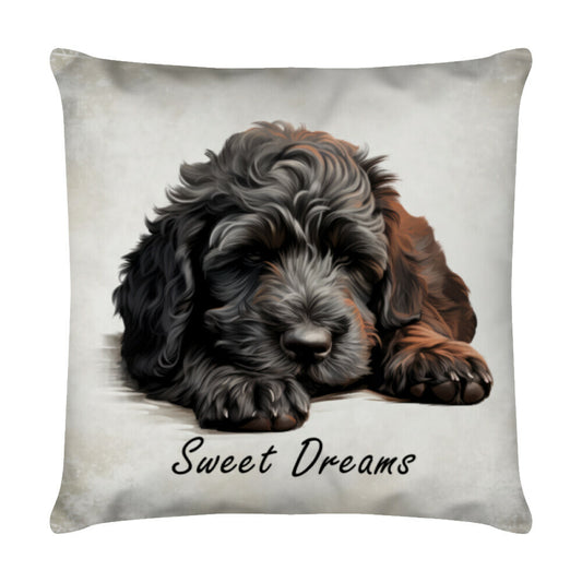 Kissen "Portugiesischer Wasserhund - Sweet Dreams" Weiß – hunde-shirt.de