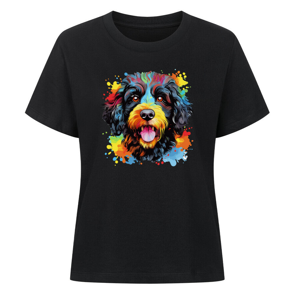Premium Damen-Shirt "Portugiesischer Wasserhund - Paint" Schwarz – hunde-shirt.de