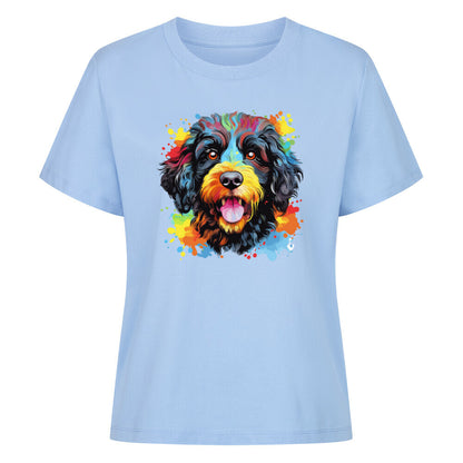 Premium Damen-Shirt "Portugiesischer Wasserhund - Paint" Sky Blue – hunde-shirt.de