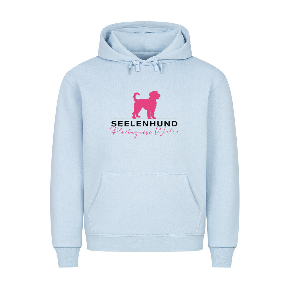 Premium Hoodie "Portugiesischer Wasserhund - Seelenhund" Babyblau – hunde-shirt.de