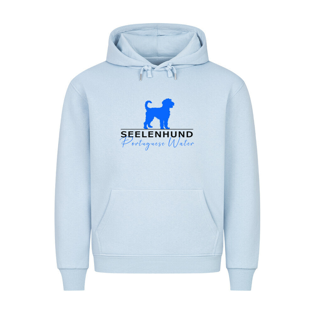 Premium Hoodie "Portugiesischer Wasserhund - Seelenhund" Babyblau – hunde-shirt.de