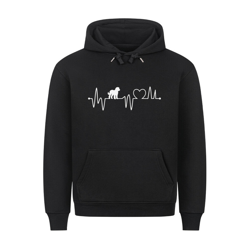 Premium Hoodie "Portugiesischer Wasserhund - Heartbeat" Schwarz – hunde-shirt.de