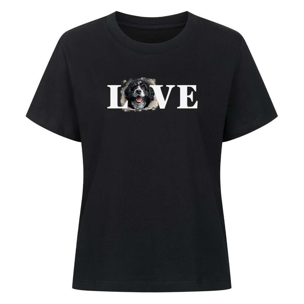 Premium Damen-Shirt "Portugiesischer Wasserhund - LOVE" Schwarz – hunde-shirt.de