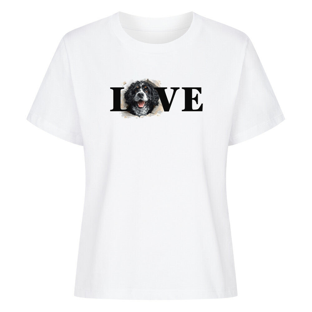Premium Damen-Shirt "Portugiesischer Wasserhund - LOVE" Weiß – hunde-shirt.de
