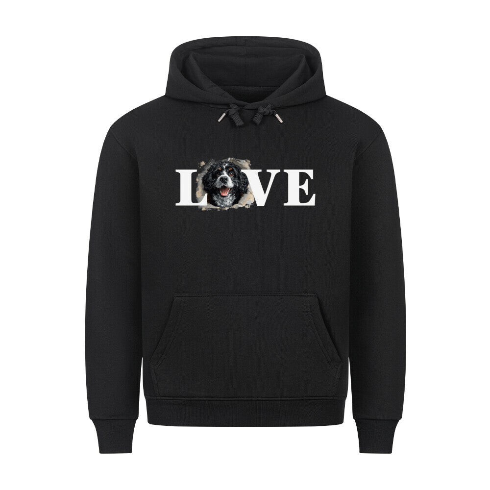 Premium Hoodie "Portugiesischer Wasserhund - LOVE" Schwarz – hunde-shirt.de