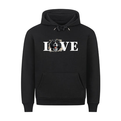 Premium Hoodie "Portugiesischer Wasserhund - LOVE" Schwarz – hunde-shirt.de
