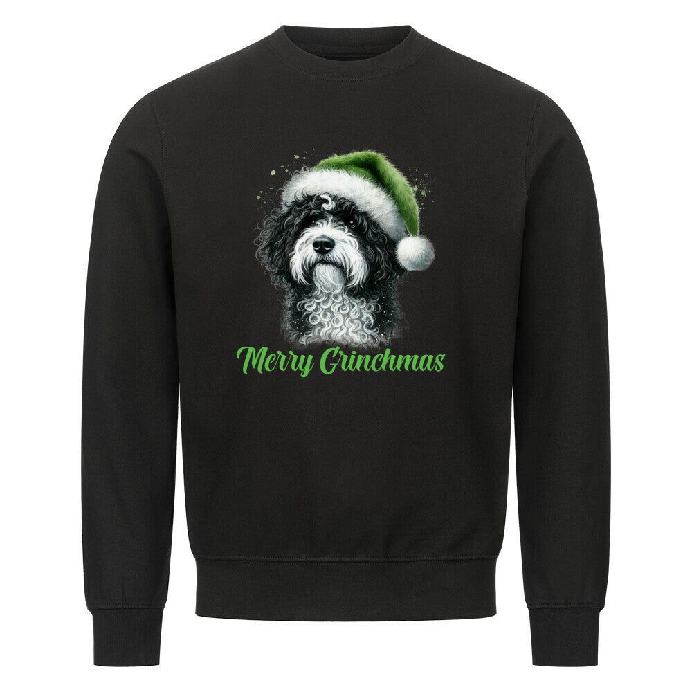 Premium Sweatshirt "Portugiesischer Wasserhund - Grinchmas" Schwarz – hunde-shirt.de