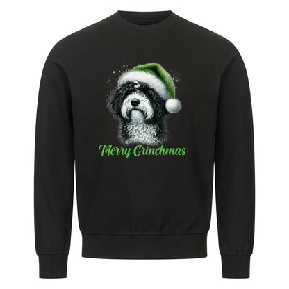 Premium Sweatshirt "Portugiesischer Wasserhund - Grinchmas" Schwarz – hunde-shirt.de