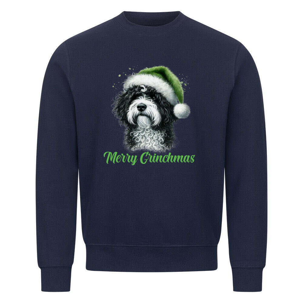 Premium Sweatshirt "Portugiesischer Wasserhund - Grinchmas" Navy Blue – hunde-shirt.de