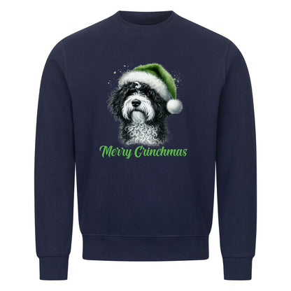 Premium Sweatshirt "Portugiesischer Wasserhund - Grinchmas" Navy Blue – hunde-shirt.de