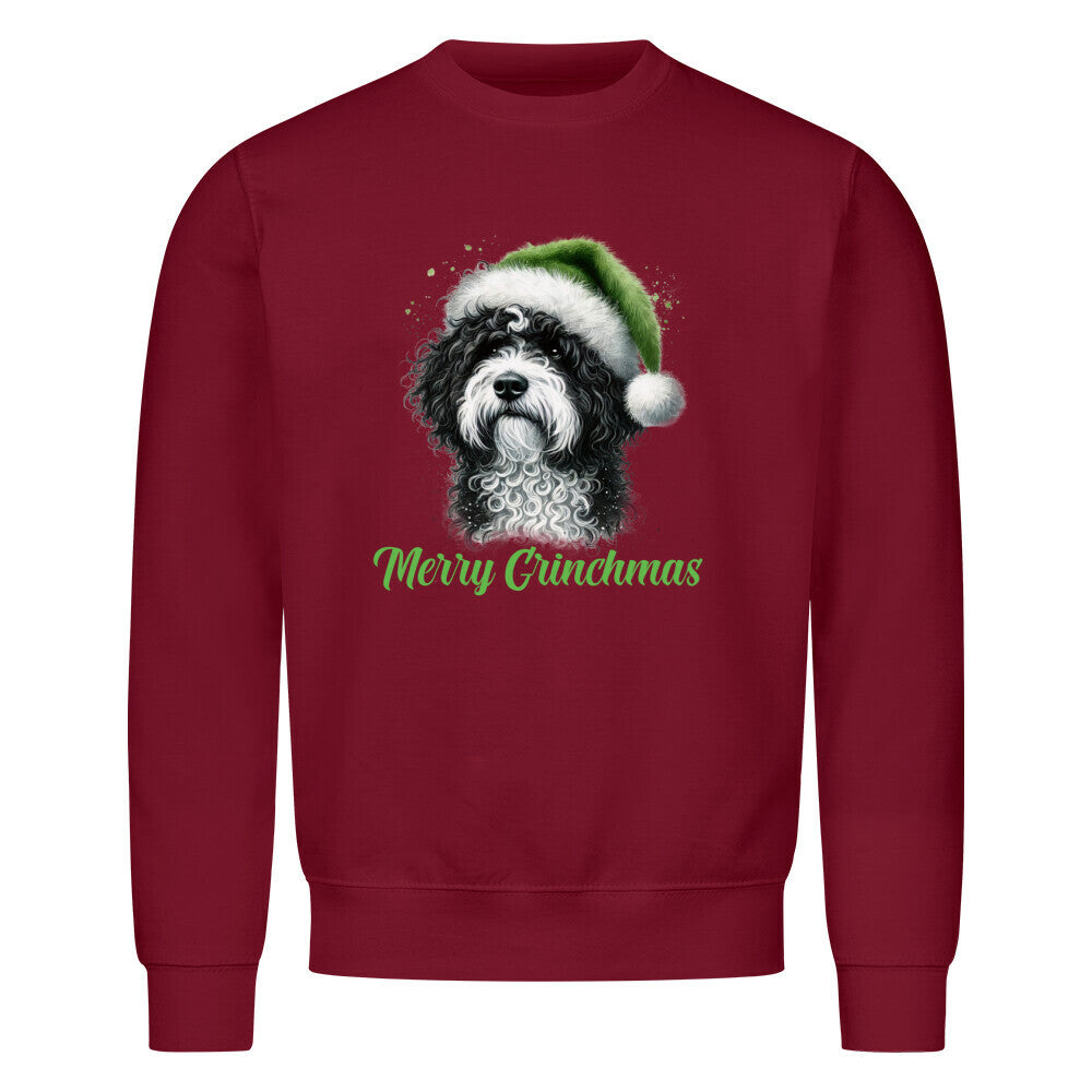 Premium Sweatshirt "Portugiesischer Wasserhund - Grinchmas" Burgunder – hunde-shirt.de