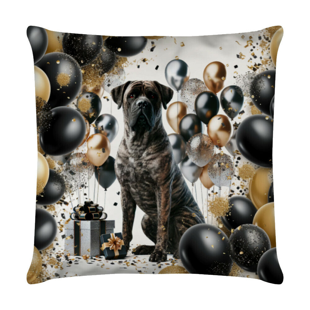 Kissen "Presa Canario - Geburtstag II" Weiß – hunde-shirt.de